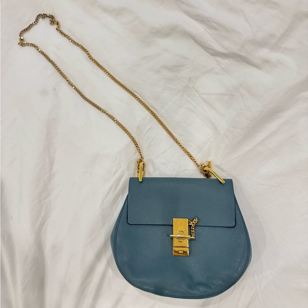 Chloe Drew (Small) - Leather Shoulder Bag with Gold Chain